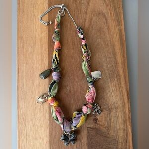 9. Handmade Bandana Charm -SLV PINK LILAC- Necklace Upcycled Vintage